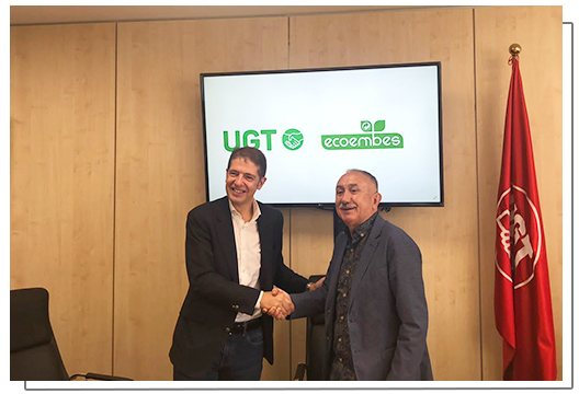 UGT y Ecoembes renuevan su colaboración para continuar impulsando la economía circular y el reciclaje de envases en los centros de trabajo
